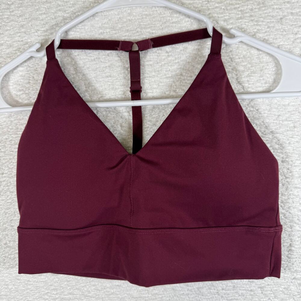 Alphalete Alphalux Wonder Bra in maroon womens size medium gym workout